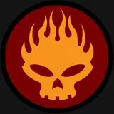 Offspring -alike (simplified design, orange on red w/ black).