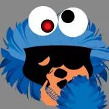 Cookie Monster eating a Skull Cookie