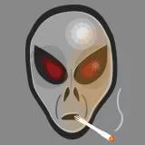 Smoking Alien Grey Red Eyes